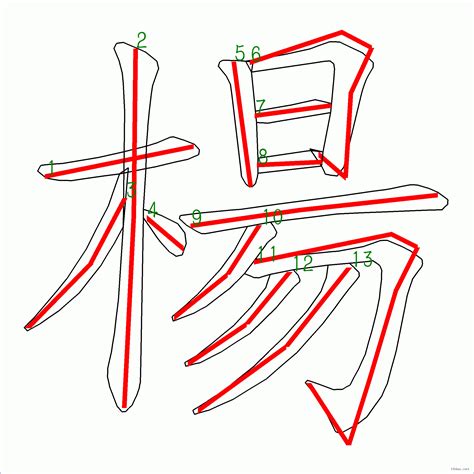 楊筆畫數|漢字: 楊的筆畫順序 (“楊”13劃) 